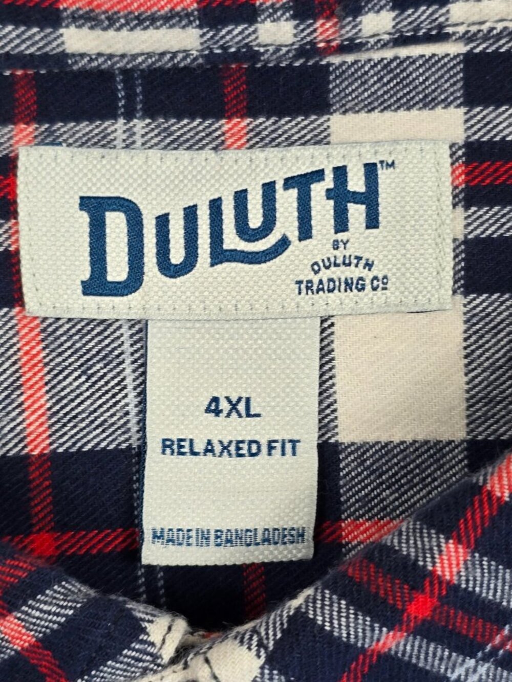 Duluth Trading Co 4XL Relaxed Fit Plaid Flannel Shirt Navy Blue Red - Picture 2 of 4